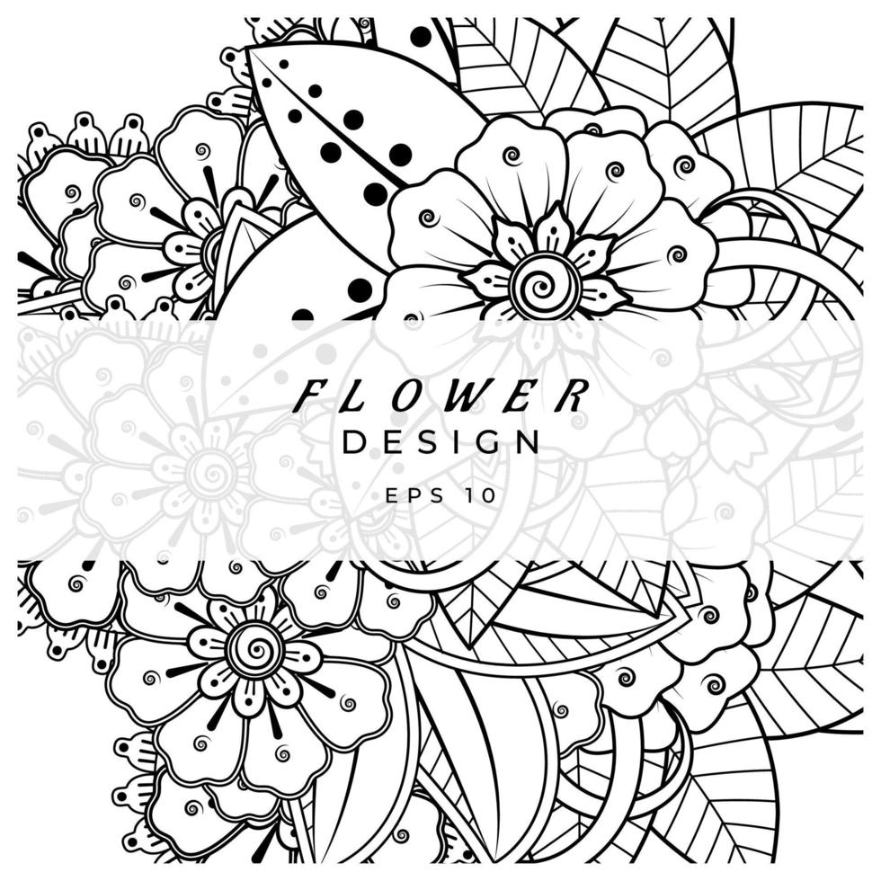 mehndi flower decorative ornament in ethnic oriental style, doodle ornament, outline hand draw. coloring book page. vector