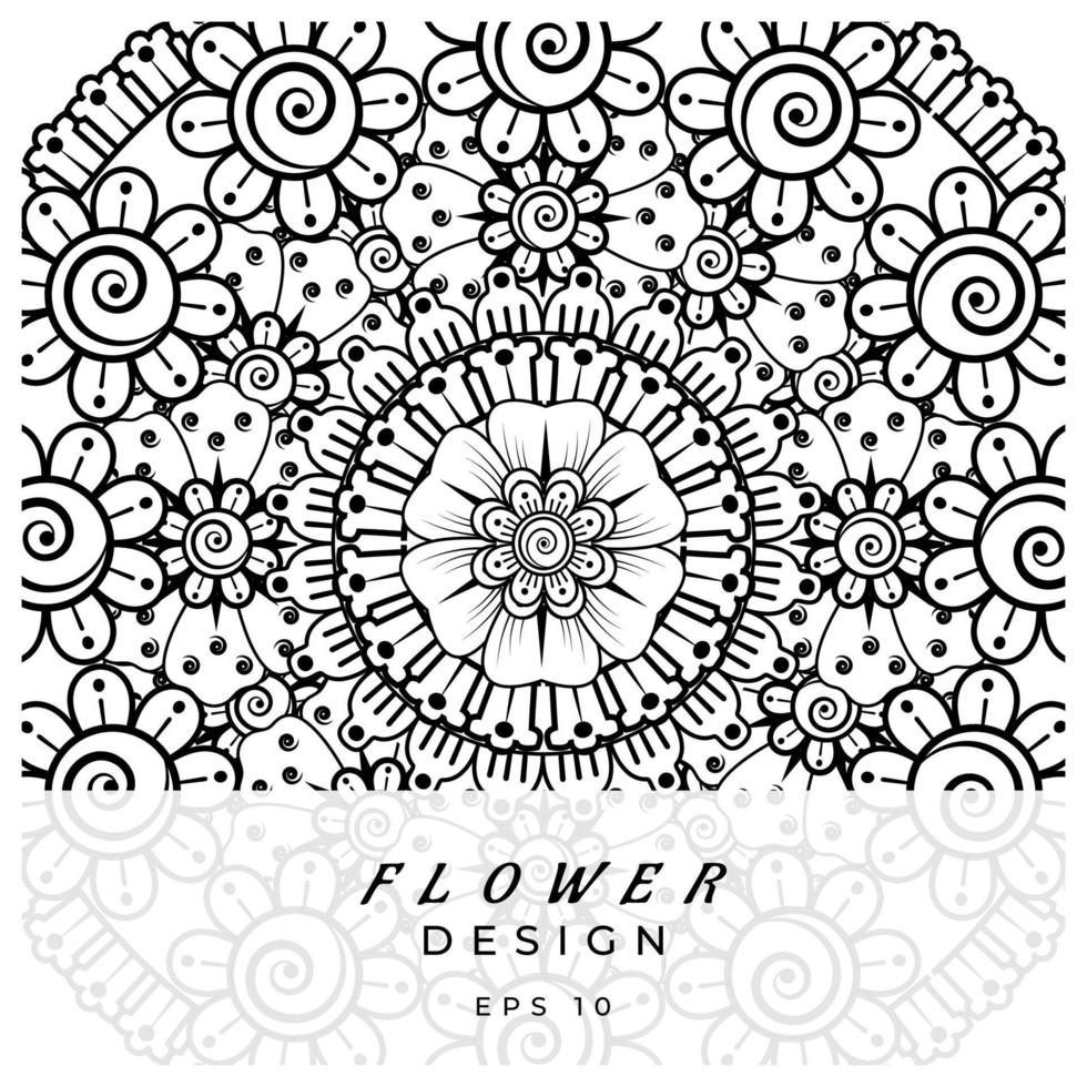 mehndi flower decorative ornament in ethnic oriental style, doodle ornament, outline hand draw. coloring book page. vector