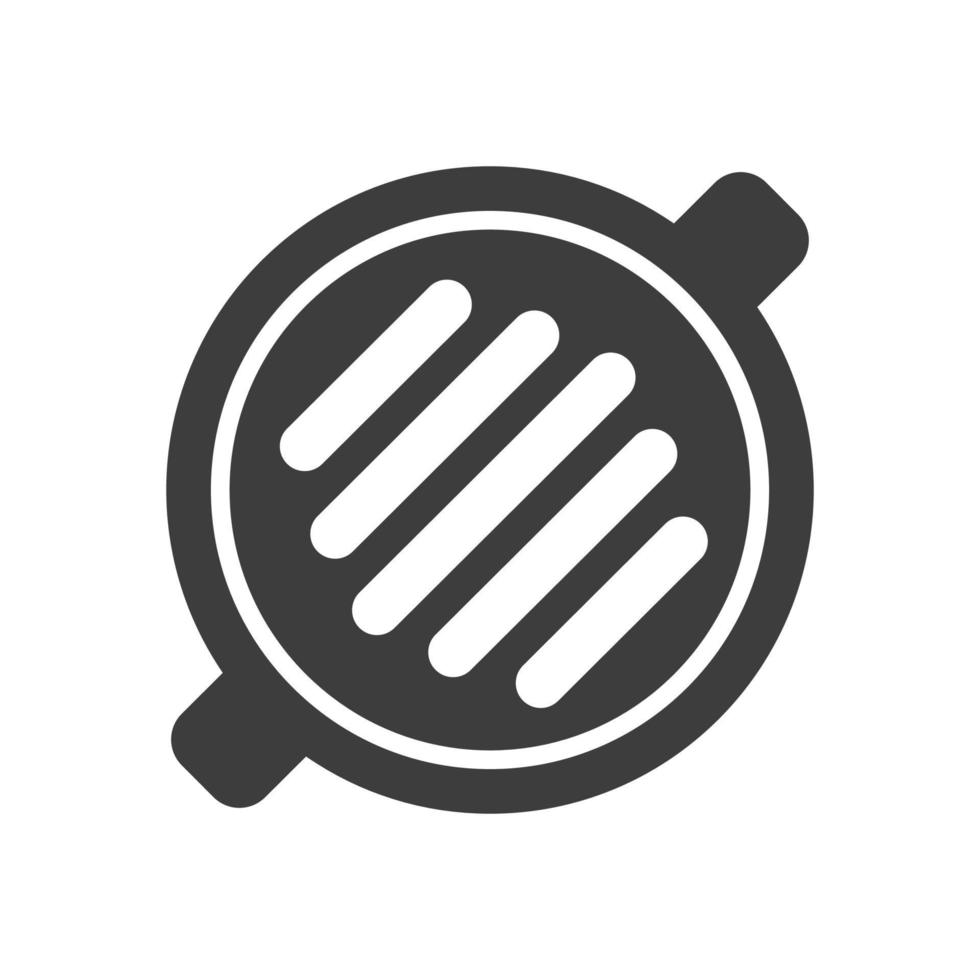 Frying pan with grill strips. Simple food icon in trendy line style isolated on white background for web apps and mobile concept. Vector Illustration