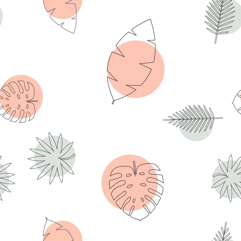 Tropical Palm, Monstera Leaves Seamless Pattern Background. Natural Design. Vector Illustration