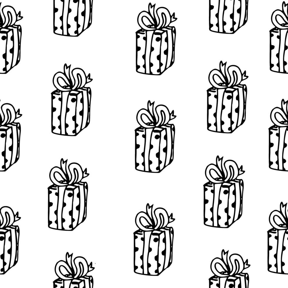 Celebrate gifts pattern with polka dot, doodle hand darwn style vector