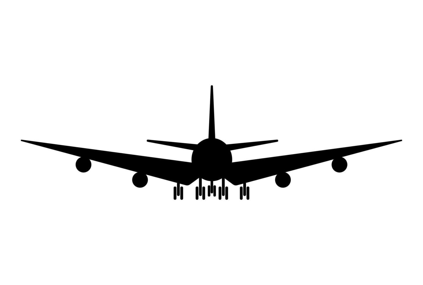 Silhouette of black and white aircraft in the sky, isolated. Vector Illustration