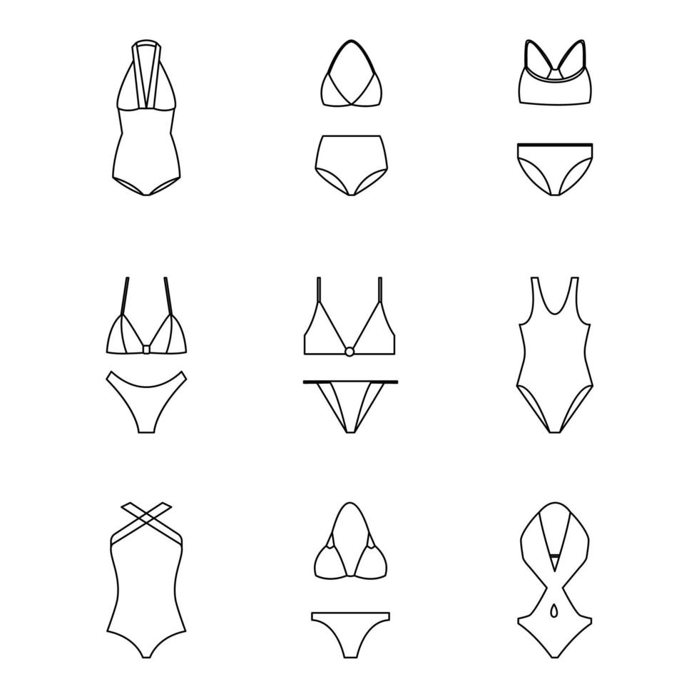 conjunto de iconos simples de traje de baño. ilustración vectorial vector