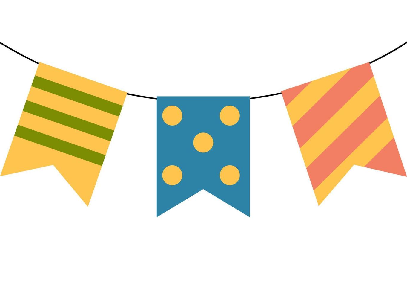 holiday flags on the rope on white. Vector Illustration. EPS10