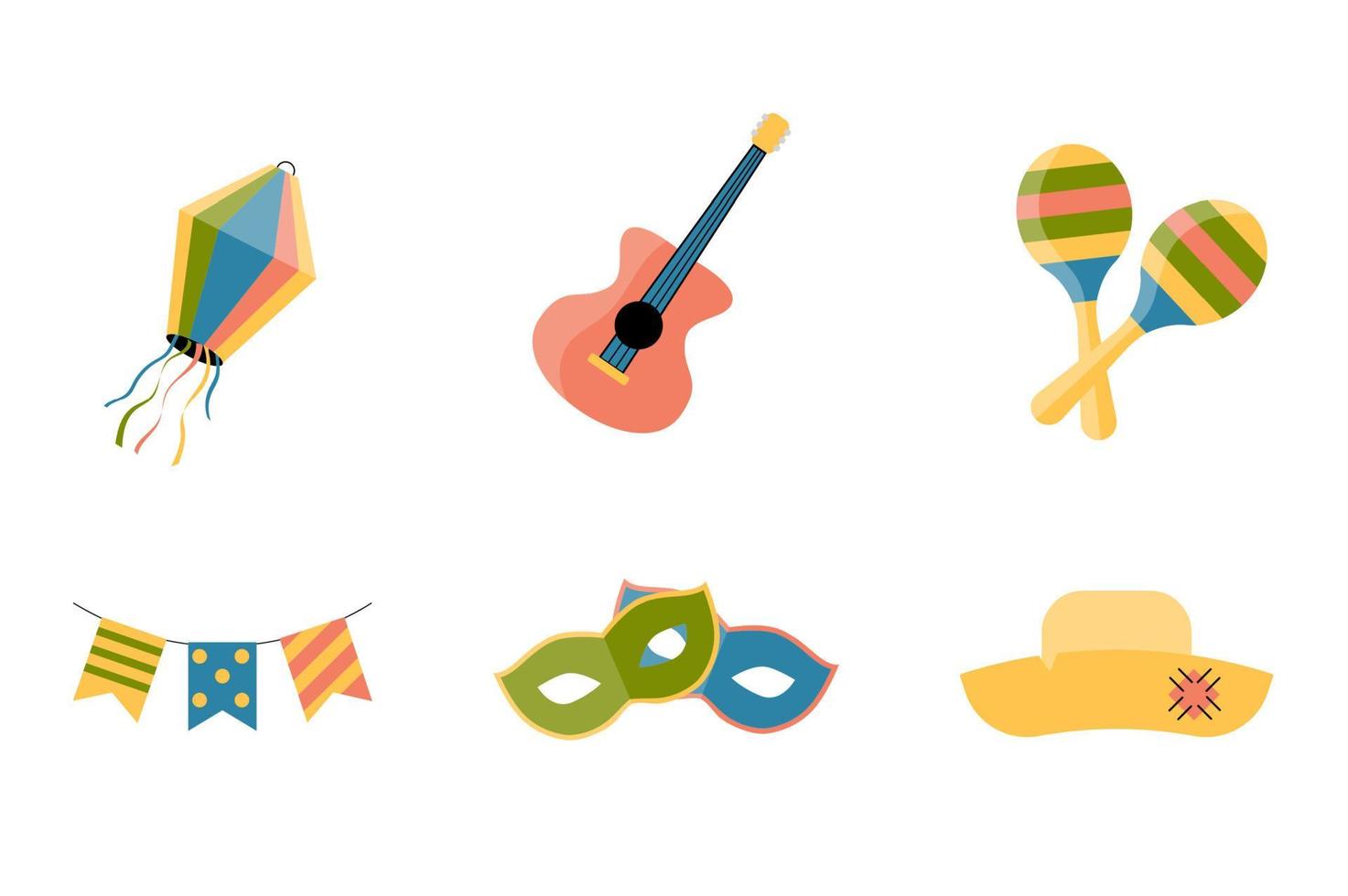 conjunto de iconos de fiesta para el festival festa junina. ilustración vectorial vector