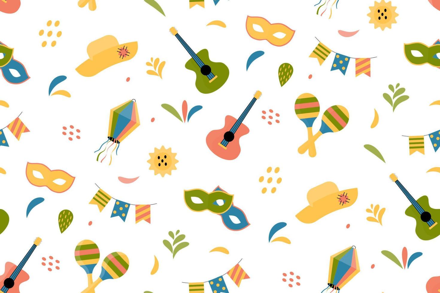 Cute festive seamless pattern background for festa junina festival. Vector illustration
