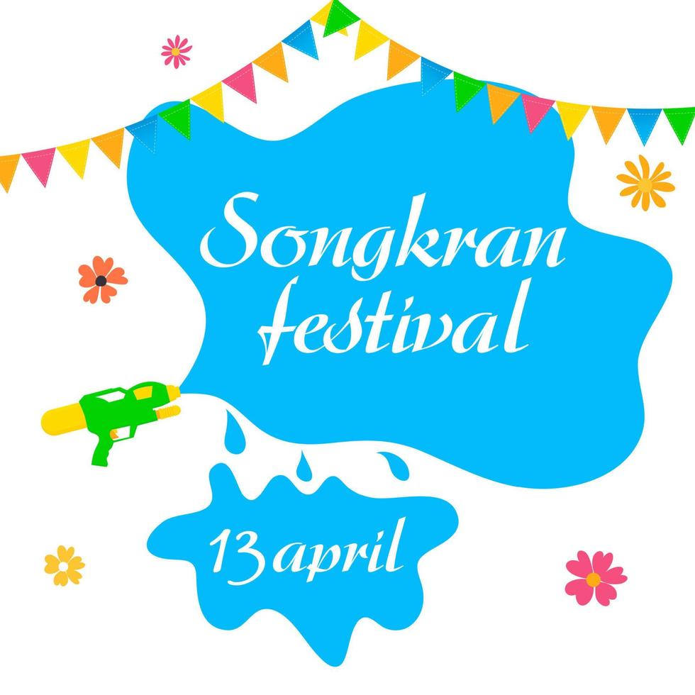 Songkran thailand water festival party banner for summer fest. Thai national culture. Vector illustration