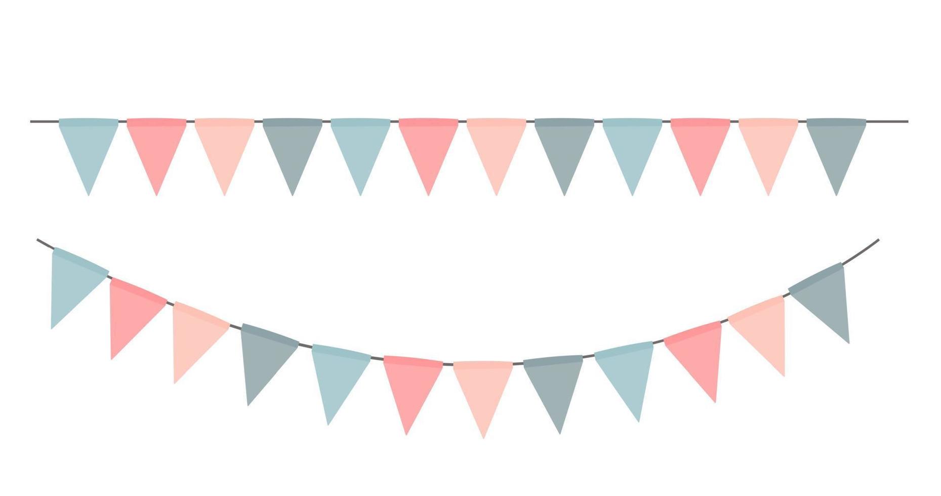 Party flag garland isolated on white background. Vector Illustration