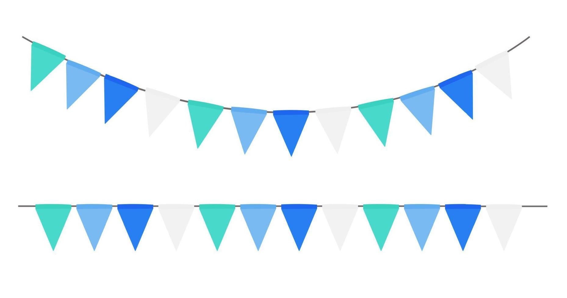 Party flag garland isolated on white background. Vector Illustration