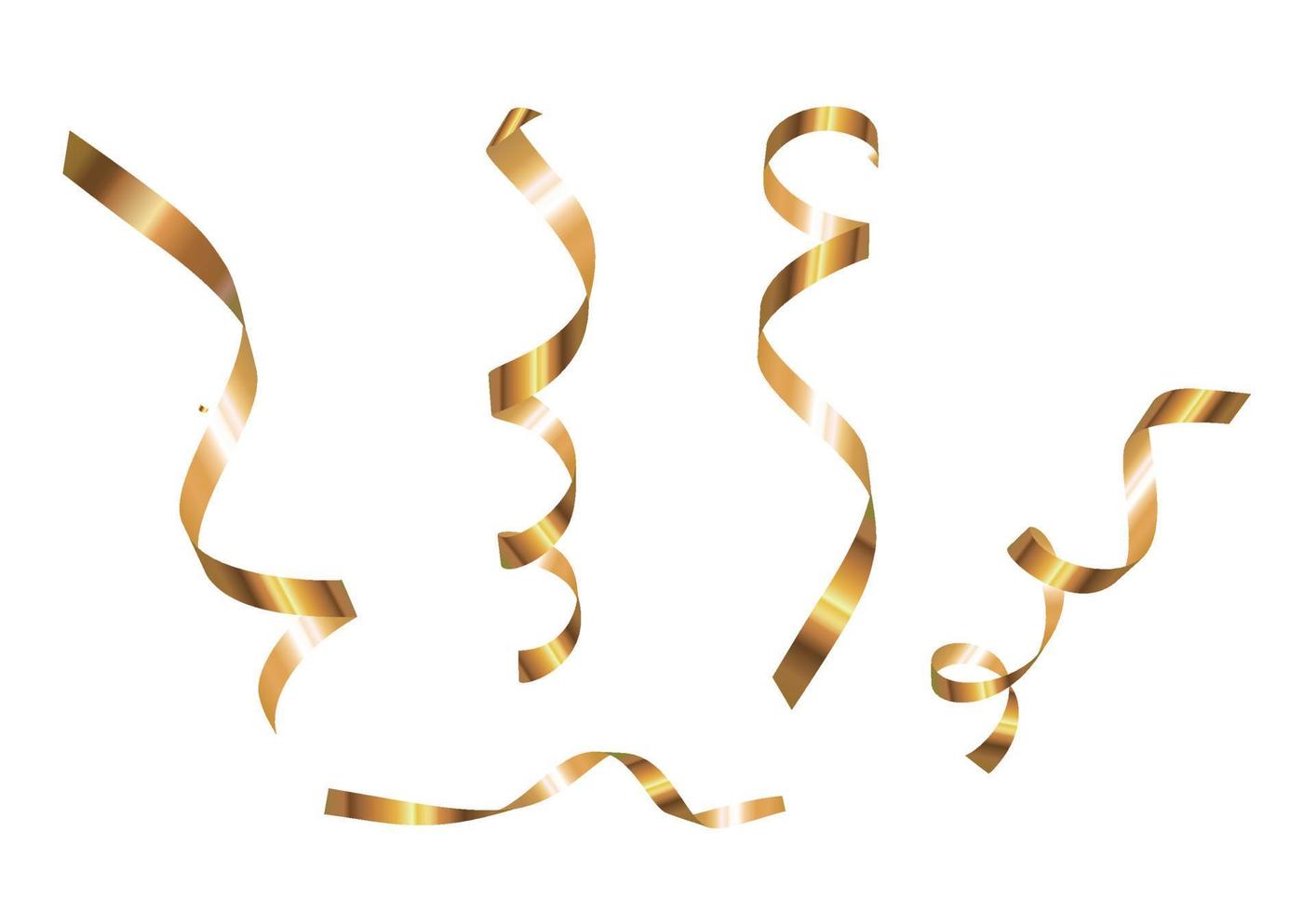 Golden Ribbon Collection Set Isolated on White Background. Vector Illustration