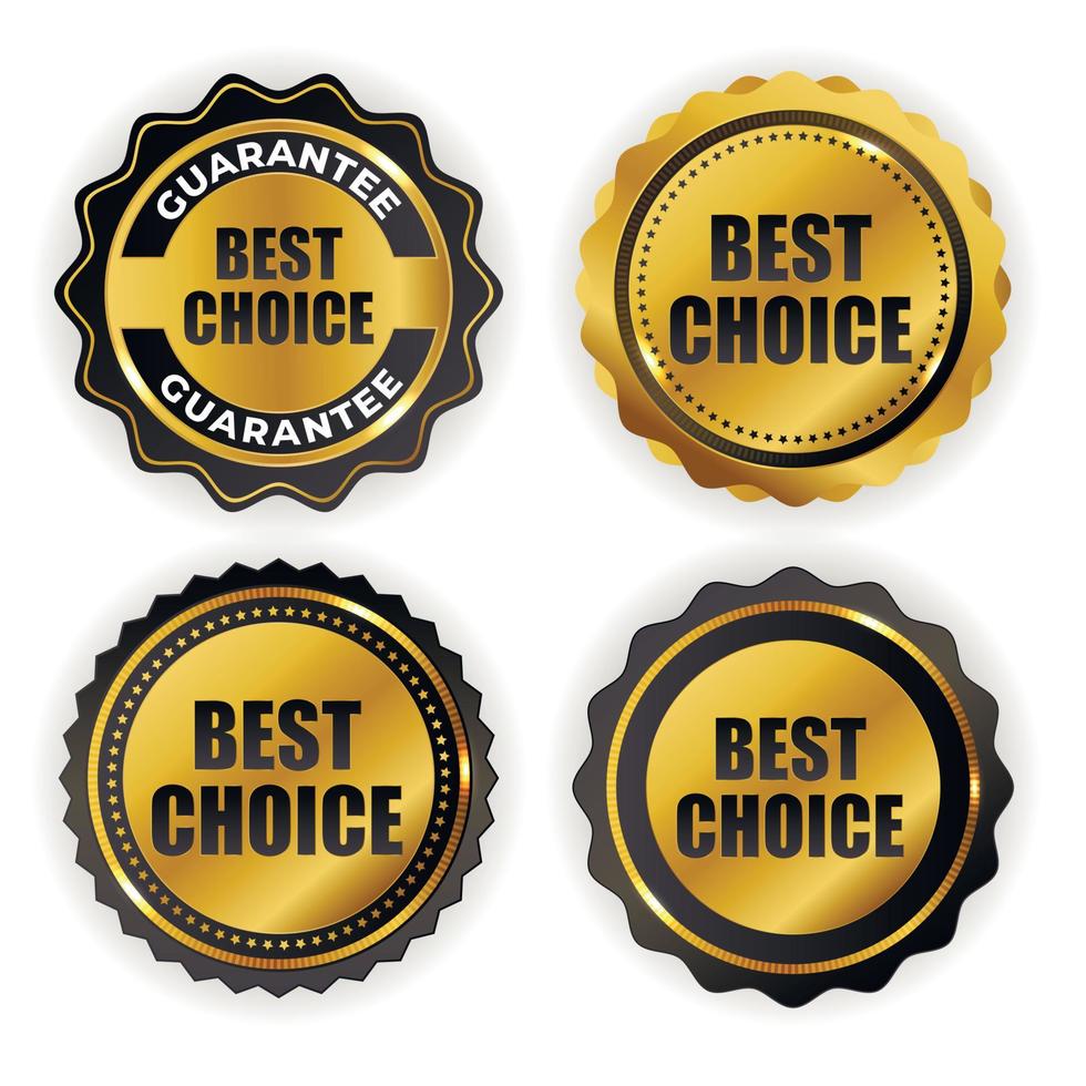 Best choice golden quality label sign. collection set Vector illustration