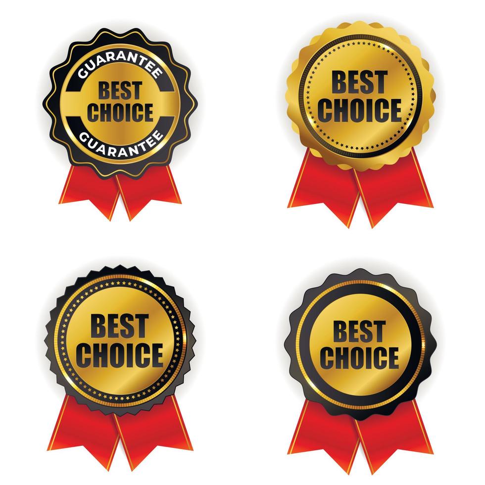 Best choice golden quality label sign. collection set Vector illustration