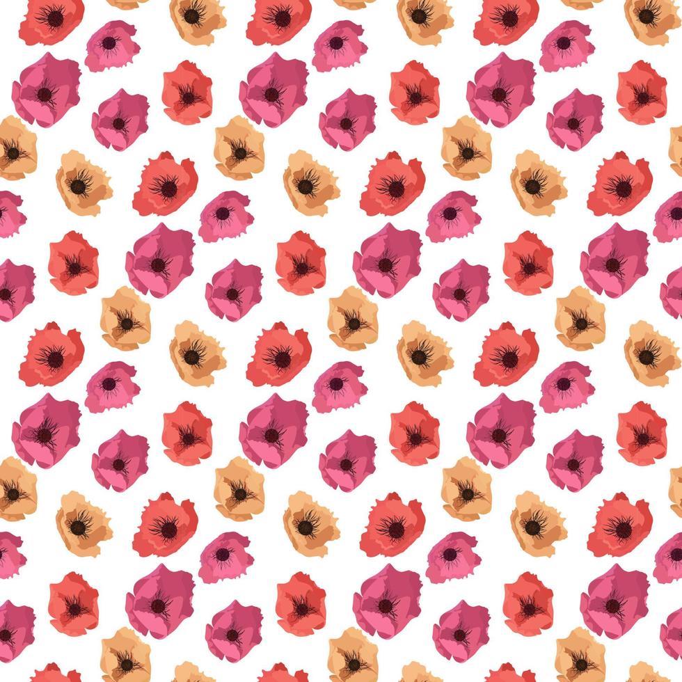 Abstract Flower poppy Seamless Pattern Background. Vector Illustration