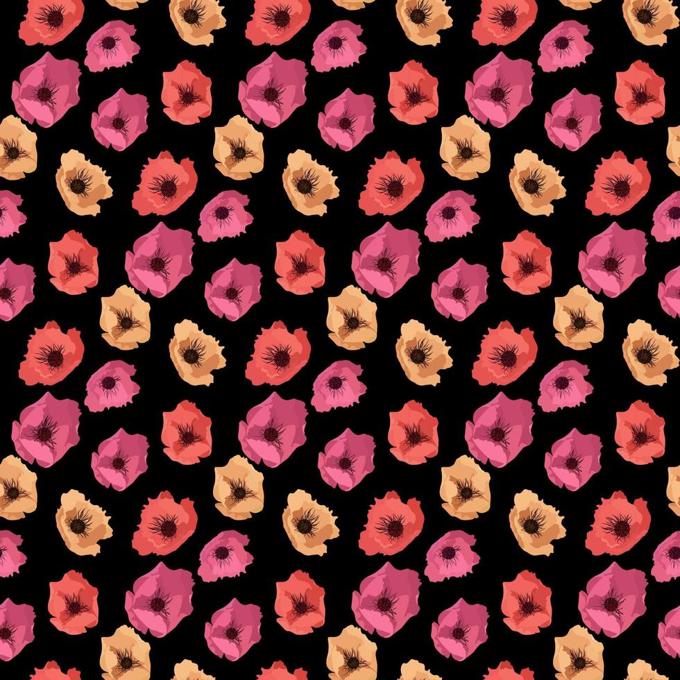 Abstract Flower poppy Seamless Pattern Background. Vector Illustration