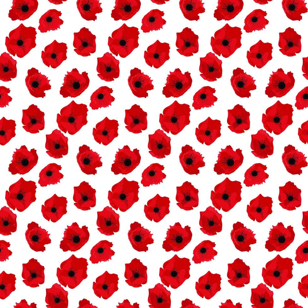 Abstract Flower poppy Seamless Pattern Background. Vector Illustration