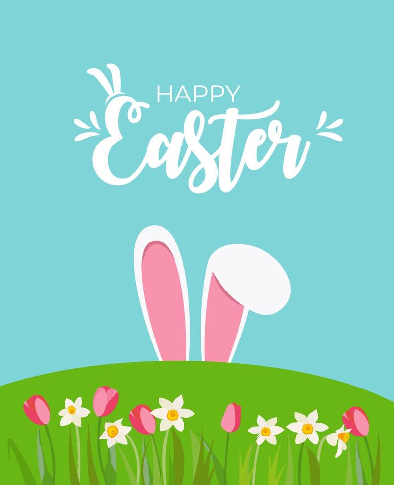 Cute Cartoon Happy Easter Spring Holiday Background Illustration vector