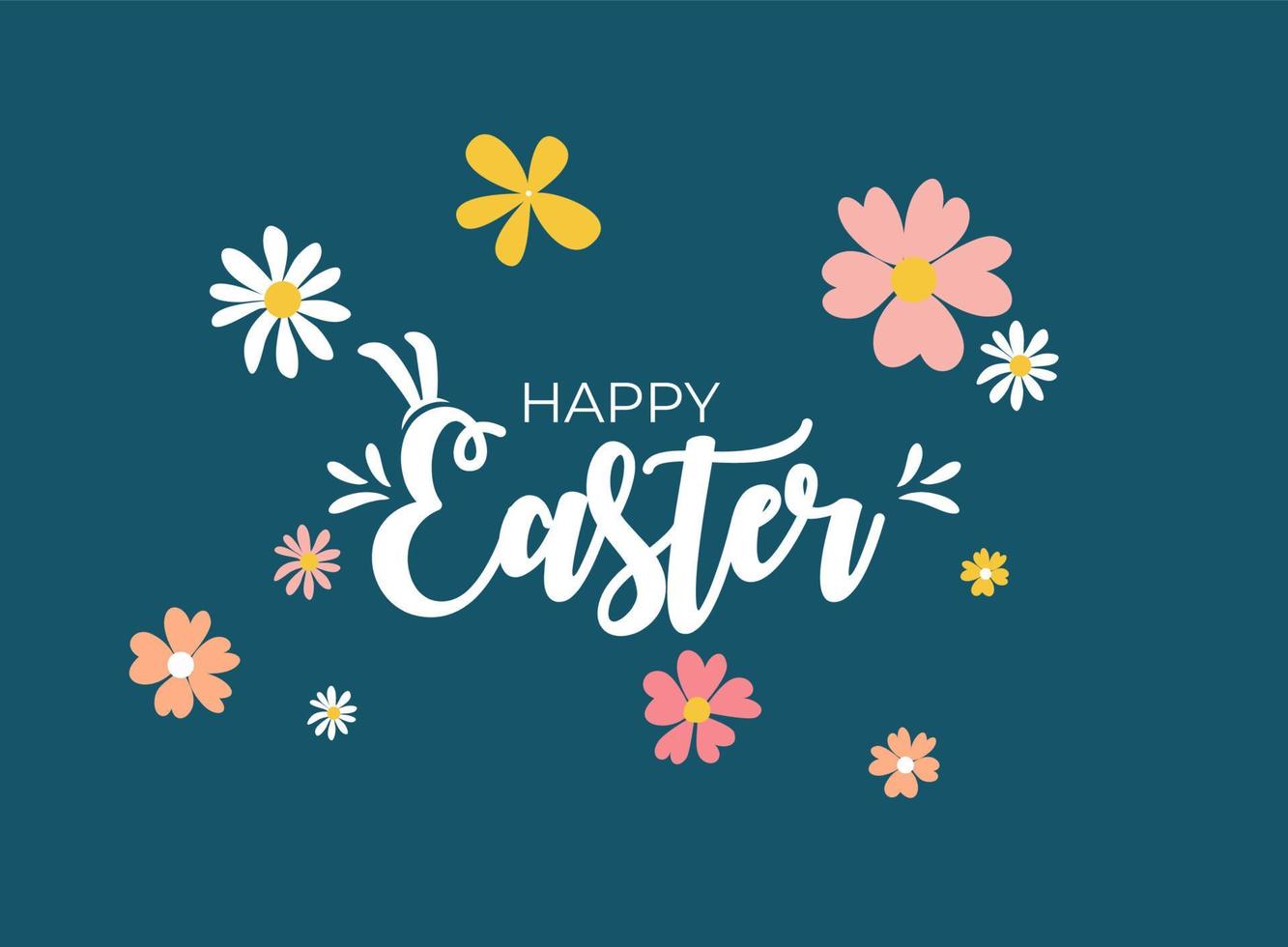 Cute Cartoon Happy Easter Spring Holiday Background Illustration vector