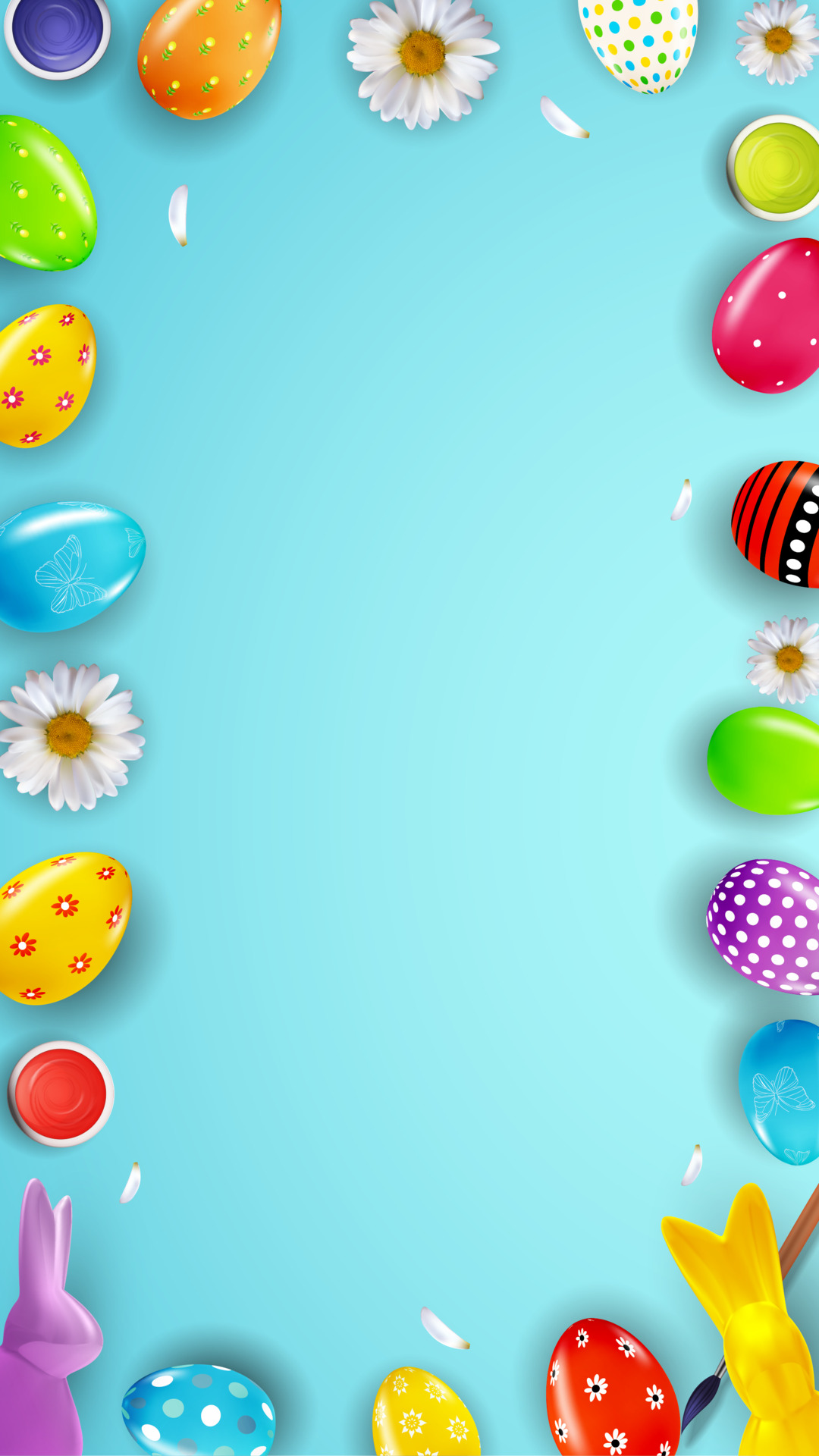 Easter Poster Template With 3d Realistic Eggs Paint Template For 