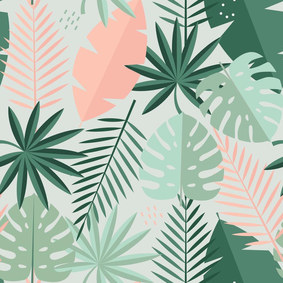 Tropical Palm Leaves Seamless Pattern Background. Vector Illustration