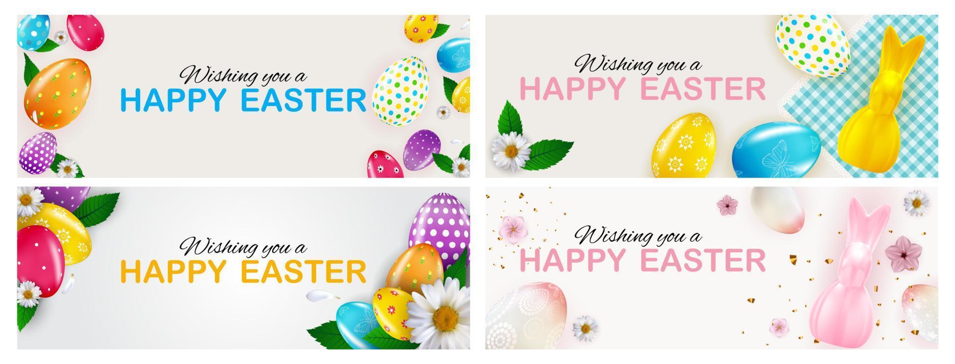 Easter poster template with 3d realistic eggs, paint. Template for  advertising, poster, flyer, greeting card. Vector Illustration 3516263  Vector Art at Vecteezy