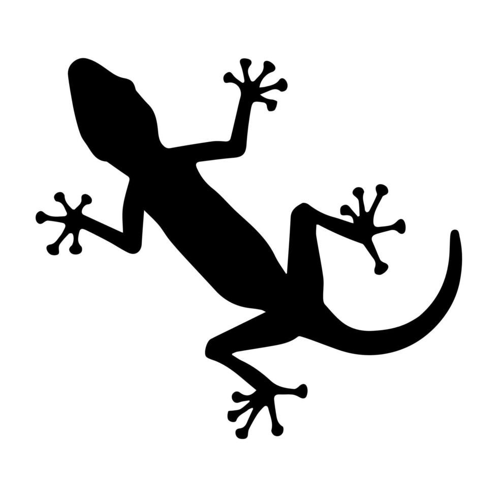 silueta negra arrastrándose de lagarto sobre fondo blanco. ilustración vectorial vector