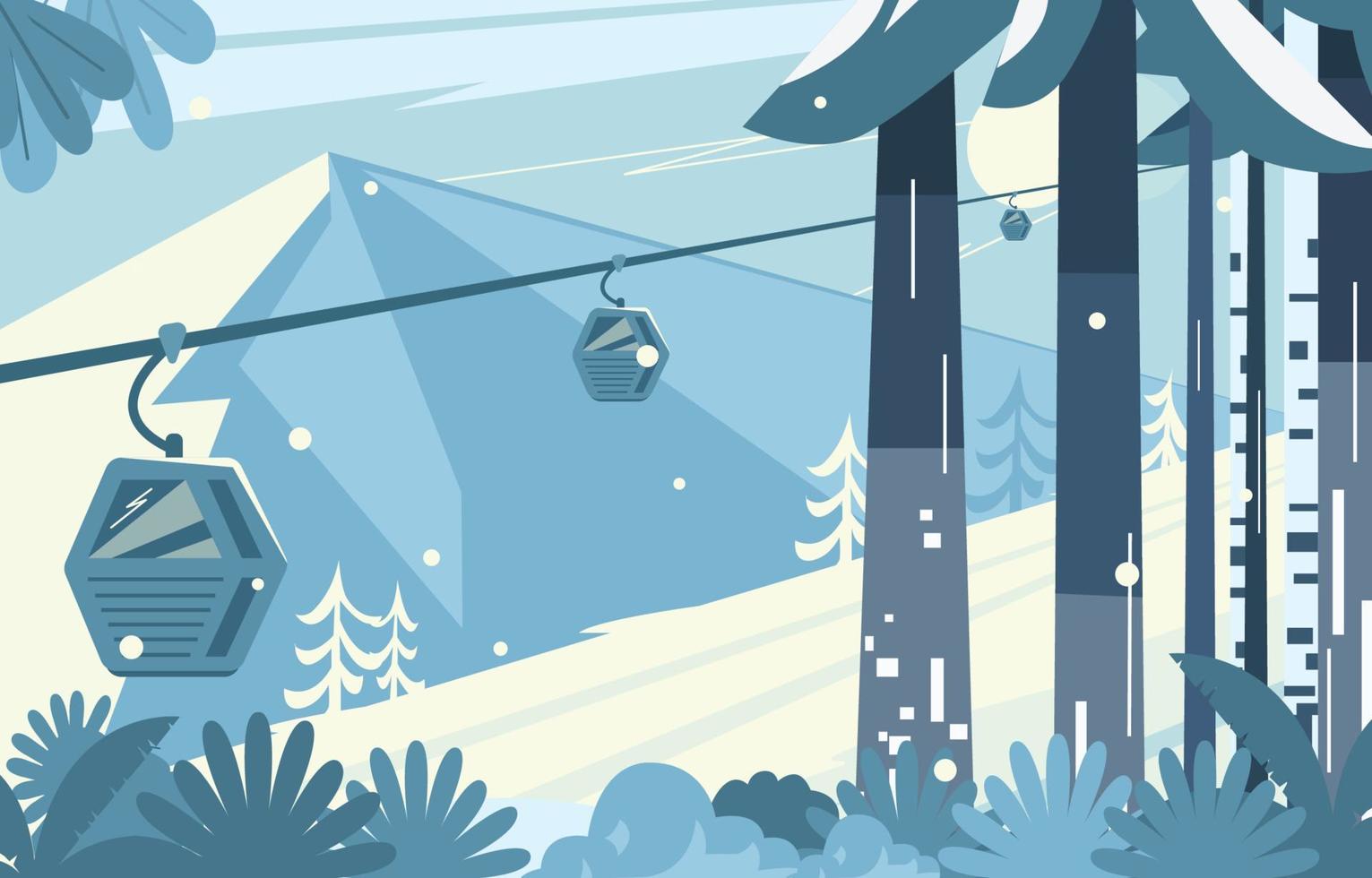 Cable Car in Winter Forest Concept vector