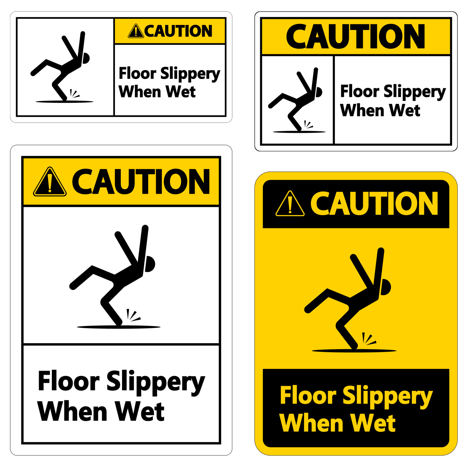 Warning Slippery When Wet Sign on white background 3516541 Vector Art