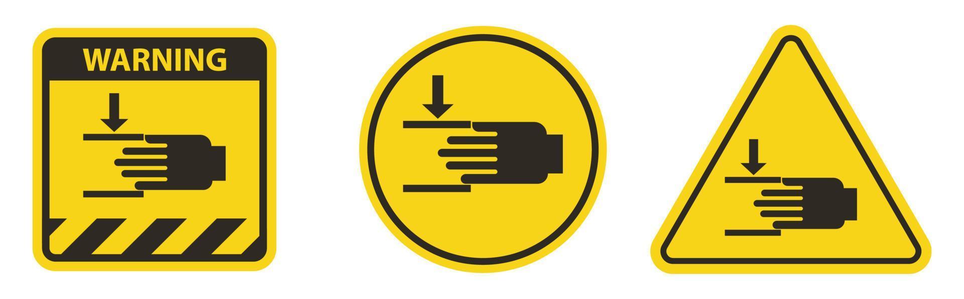peligro de aplastamiento, cuidado con la señal de las manos vector