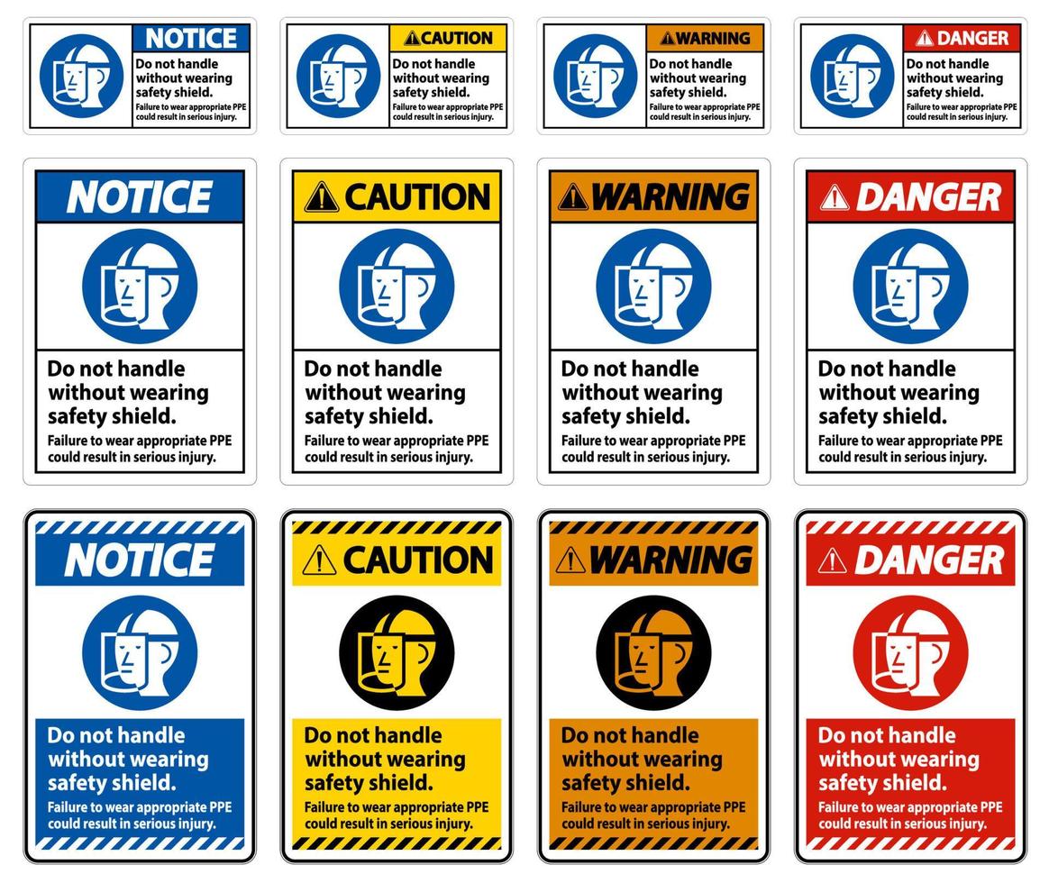 señal de advertencia no manipule sin usar un protector de seguridad, si no usa el equipo de protección personal adecuado podría provocar lesiones graves vector
