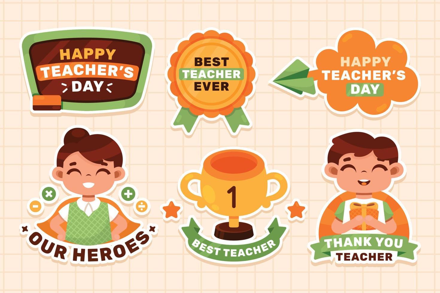 Set of Teacher's Day Sticker vector