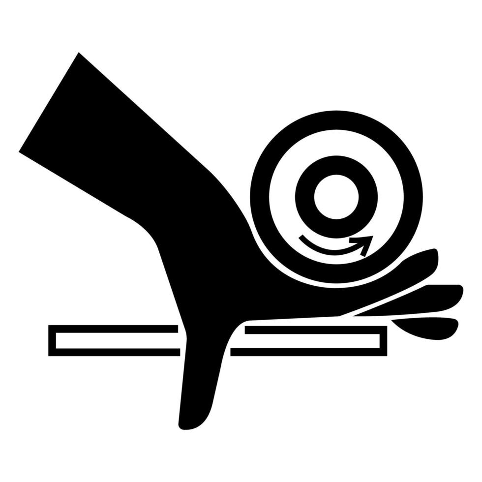 Símbolo de punto de pellizco de rodillo de aplastamiento de mano aislado sobre fondo blanco, ilustración vectorial vector