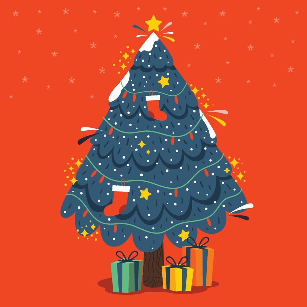 arbol de navidad dibujado a mano vector