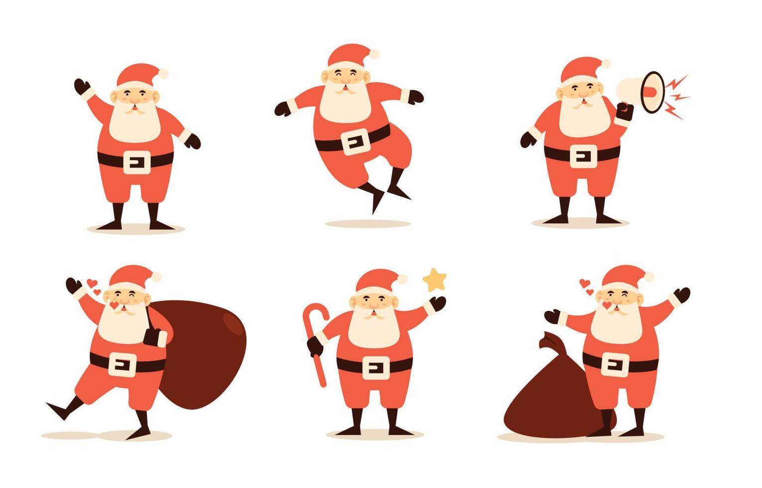 colección de personajes de dibujos animados de santa claus vector