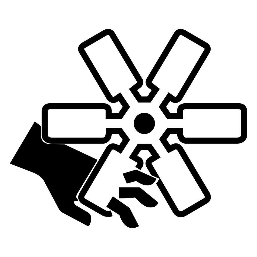 Caution Cutting of Fingers Or Hand Engine Fan Symbol Sign on White Background vector