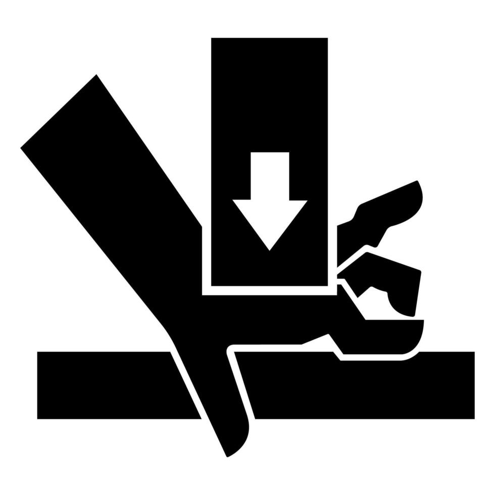 Caution Hand Crush Force From Above Symbol Sign vector
