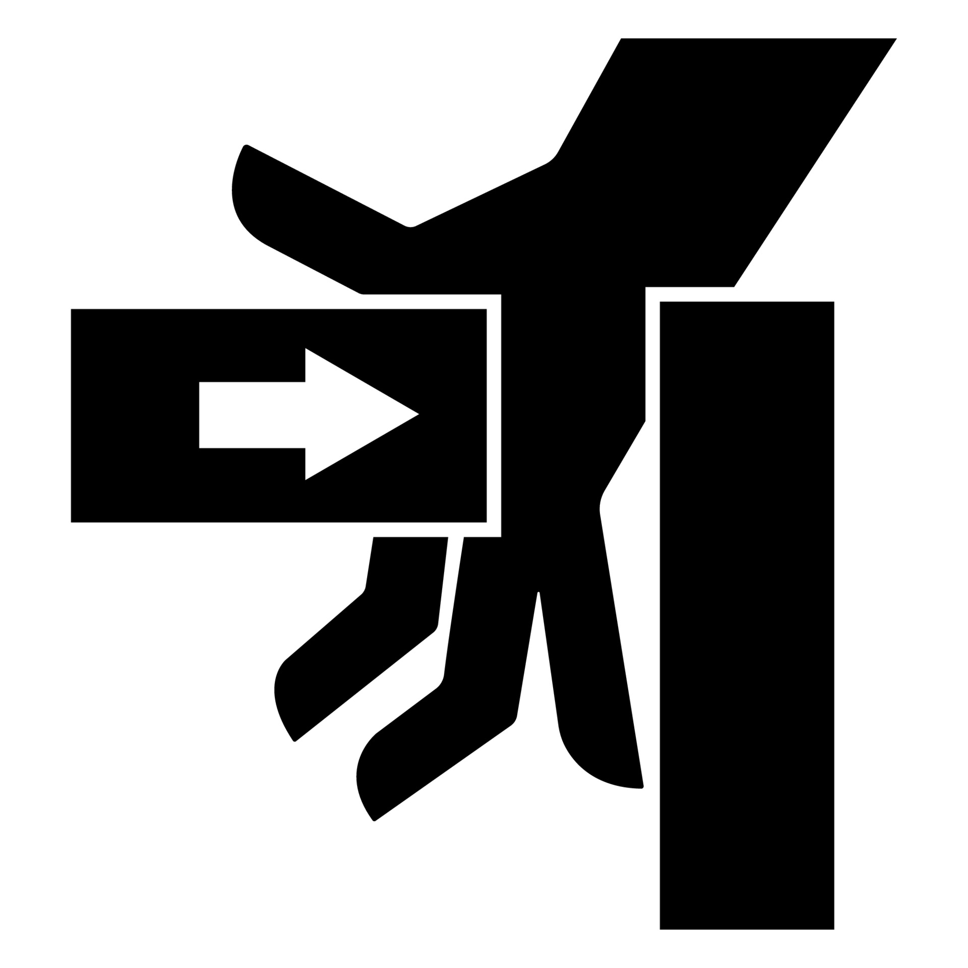 Caution Hand Crush Force From Left Symbol Sign Isolate on White