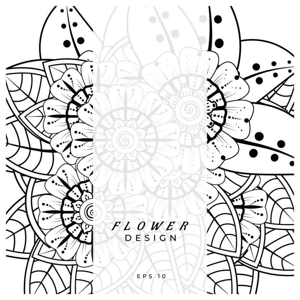 mehndi flower decorative ornament in ethnic oriental style, doodle ornament, outline hand draw. coloring book page. vector