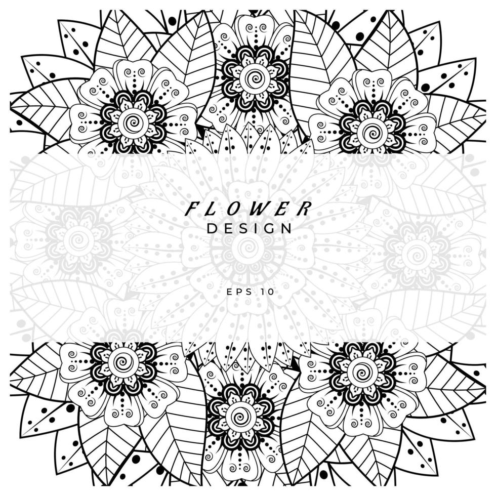 mehndi flower decorative ornament in ethnic oriental style, doodle ornament, outline hand draw. coloring book page. vector