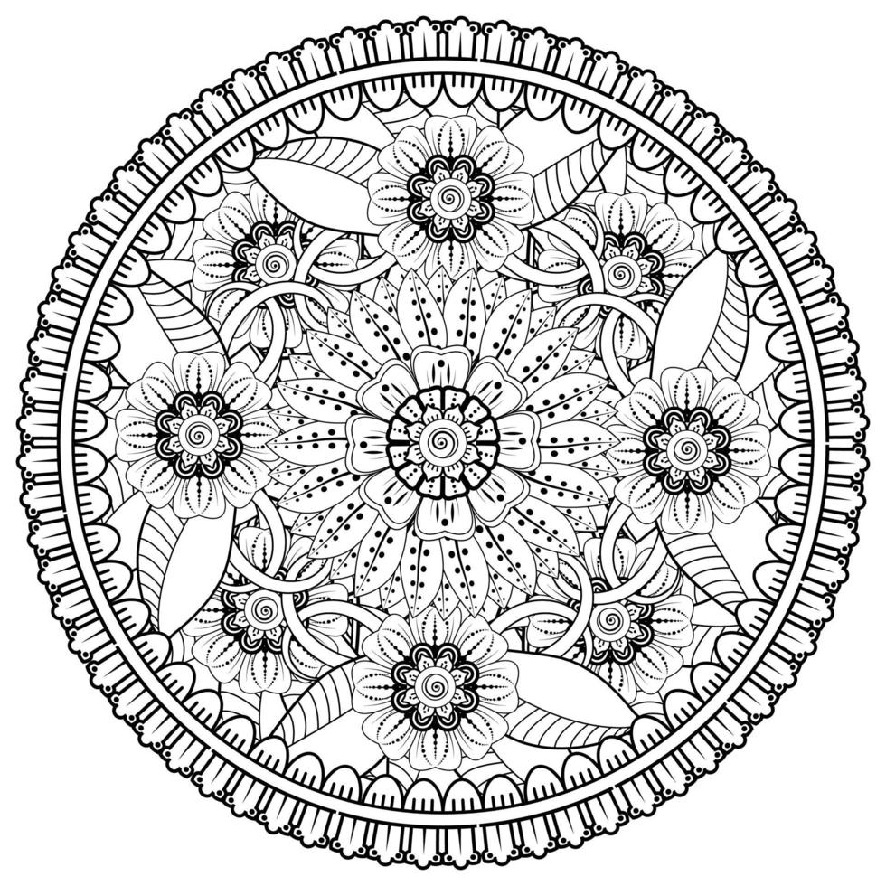 Circular pattern in the form of mandala with flower for henna, mehndi, tattoo, decoration. vector