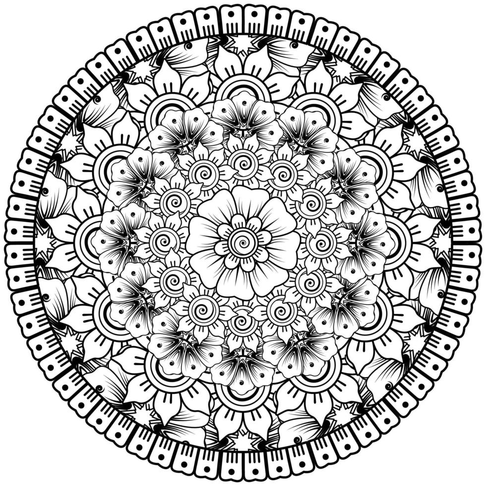 patrón circular en forma de mandala con flor para henna, mehndi, tatuaje, decoración. vector