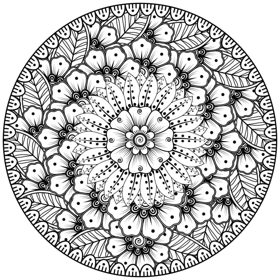 patrón circular en forma de mandala con flor para henna, mehndi, tatuaje, decoración. vector