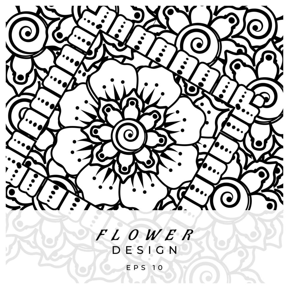 mehndi flower decorative ornament in ethnic oriental style, doodle ornament, outline hand draw. coloring book page. vector