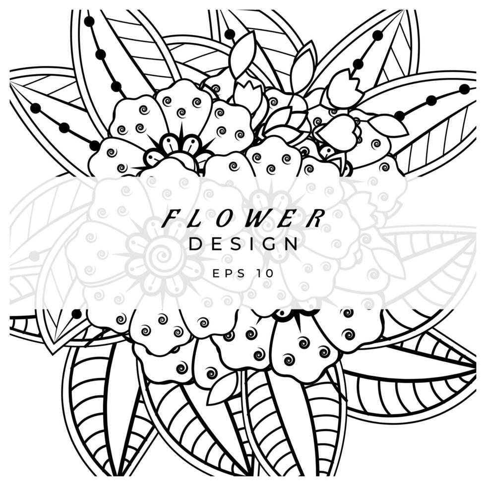 mehndi flower decorative ornament in ethnic oriental style, doodle ornament, outline hand draw. coloring book page. vector