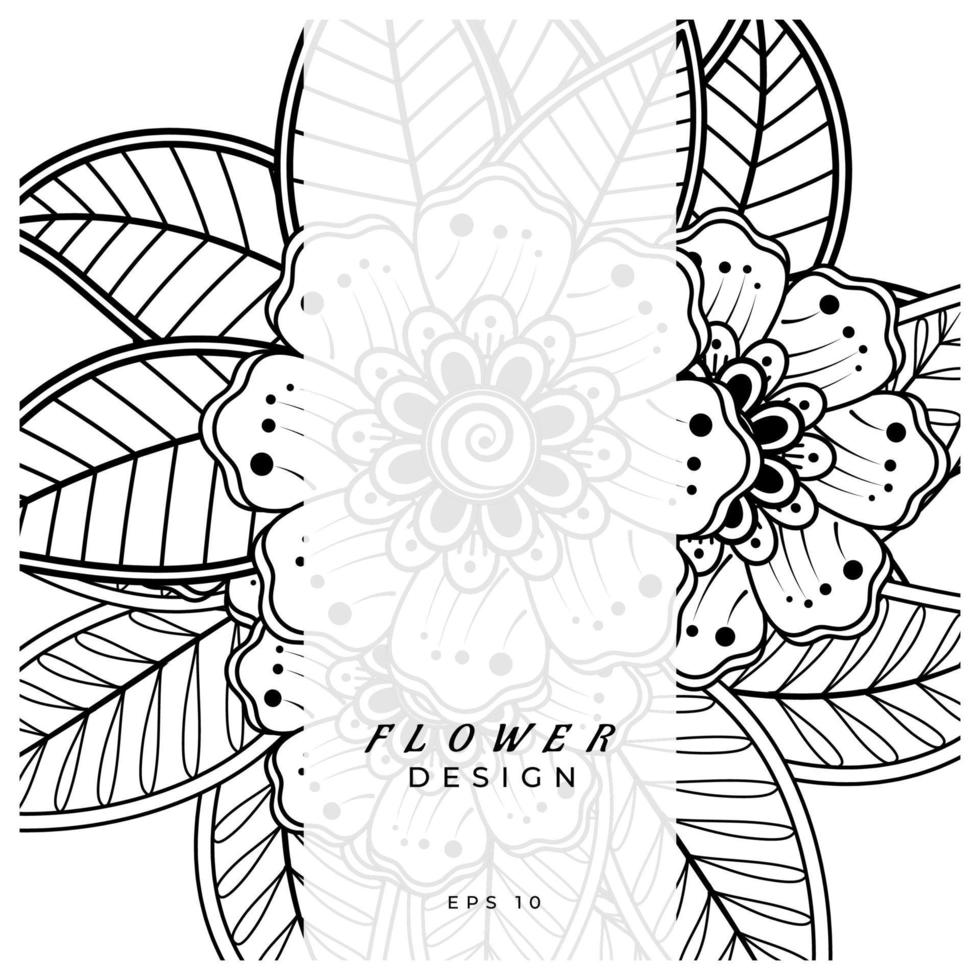 mehndi flower decorative ornament in ethnic oriental style, doodle ornament, outline hand draw. coloring book page. vector