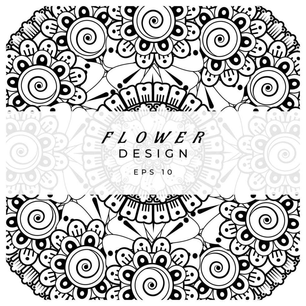 adorno decorativo de flores mehndi en estilo étnico oriental, adorno de doodle, dibujo a mano de contorno. página de libro para colorear. vector