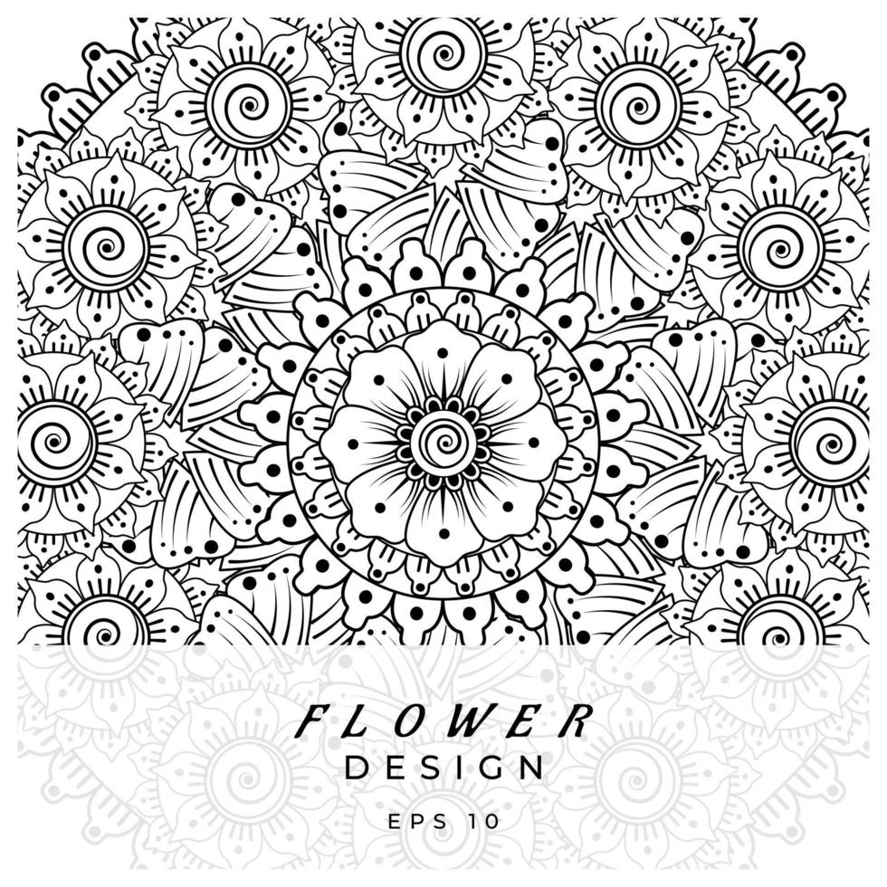mehndi flower decorative ornament in ethnic oriental style, doodle ornament, outline hand draw. coloring book page. vector
