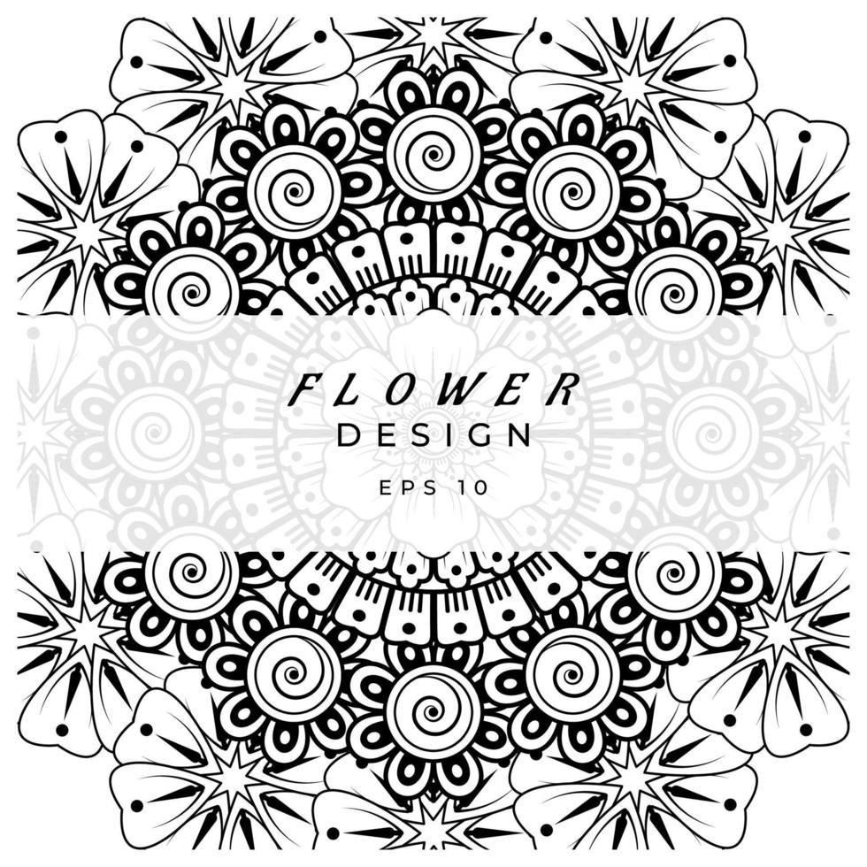 mehndi flower decorative ornament in ethnic oriental style, doodle ornament, outline hand draw. coloring book page. vector