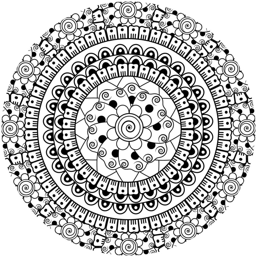 Circular pattern in the form of mandala with flower for henna, mehndi, tattoo, decoration. vector