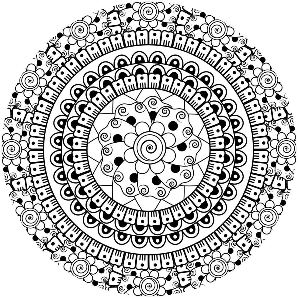 Circular pattern in the form of mandala with flower for henna, mehndi, tattoo, decoration. vector