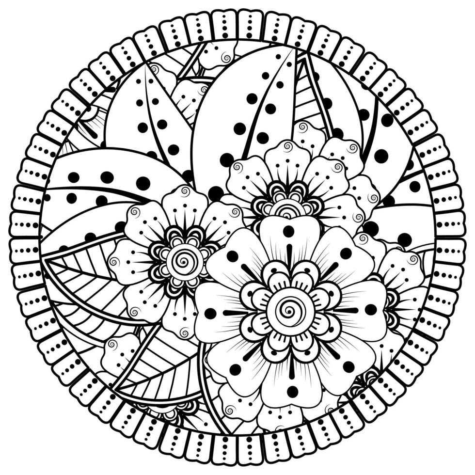 patrón circular en forma de mandala con flor para henna, mehndi, tatuaje, decoración. vector